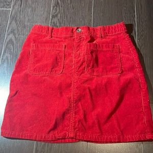 Red corduroy skirt